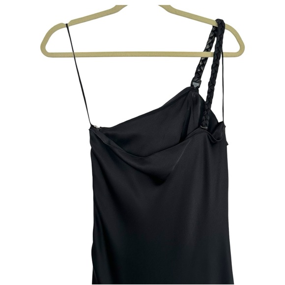 ELIE TAHARI Black Silk One-Shoulder Maxi Dress Braided Strap Evening Gown Sz 10 - Picture 8 of 14